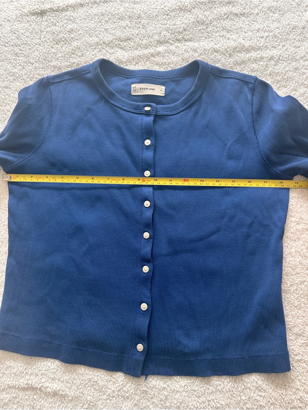 Everlane Classic Royal Blue Button-Up Ribbed Cardigan - Picture 7 of 8